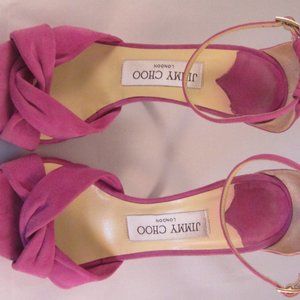 Jimmy Choo Fuschia Suede Sandals - SZ 36.5